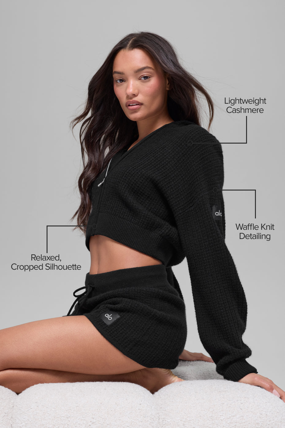 Cashmere Plush Waffle Full Zip Hoodie