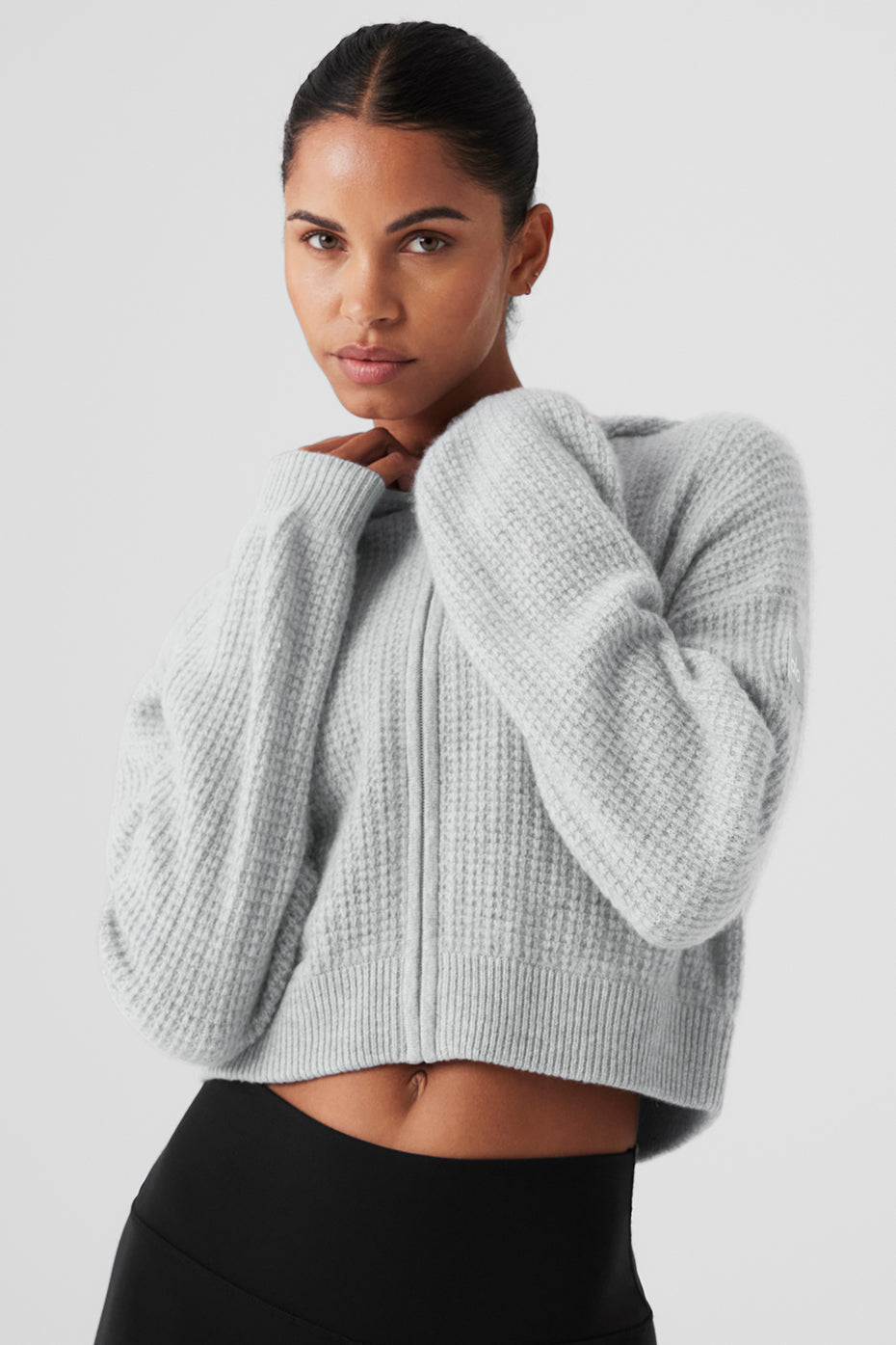 Cashmere Plush Waffle Full Zip Hoodie