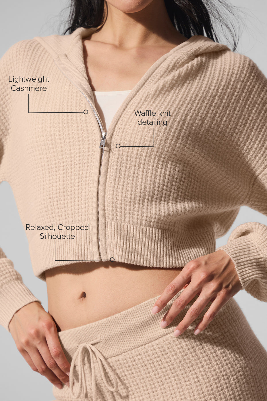 Cashmere Plush Waffle Full Zip Hoodie