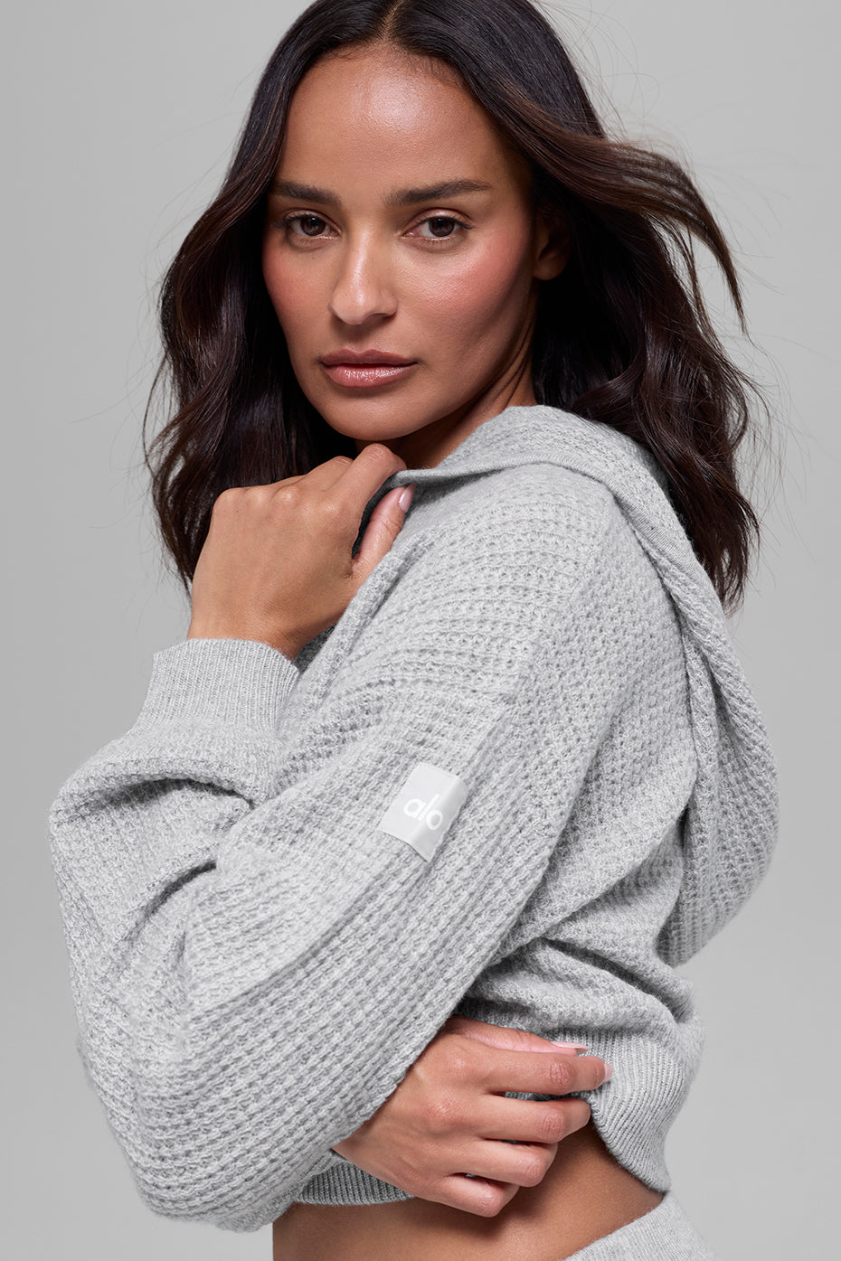 Cashmere Plush Waffle Full Zip Hoodie