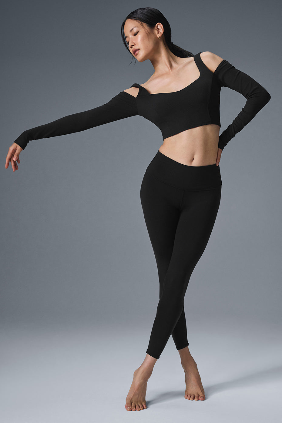 Ribbed Cropped Butterfly Long Sleeve