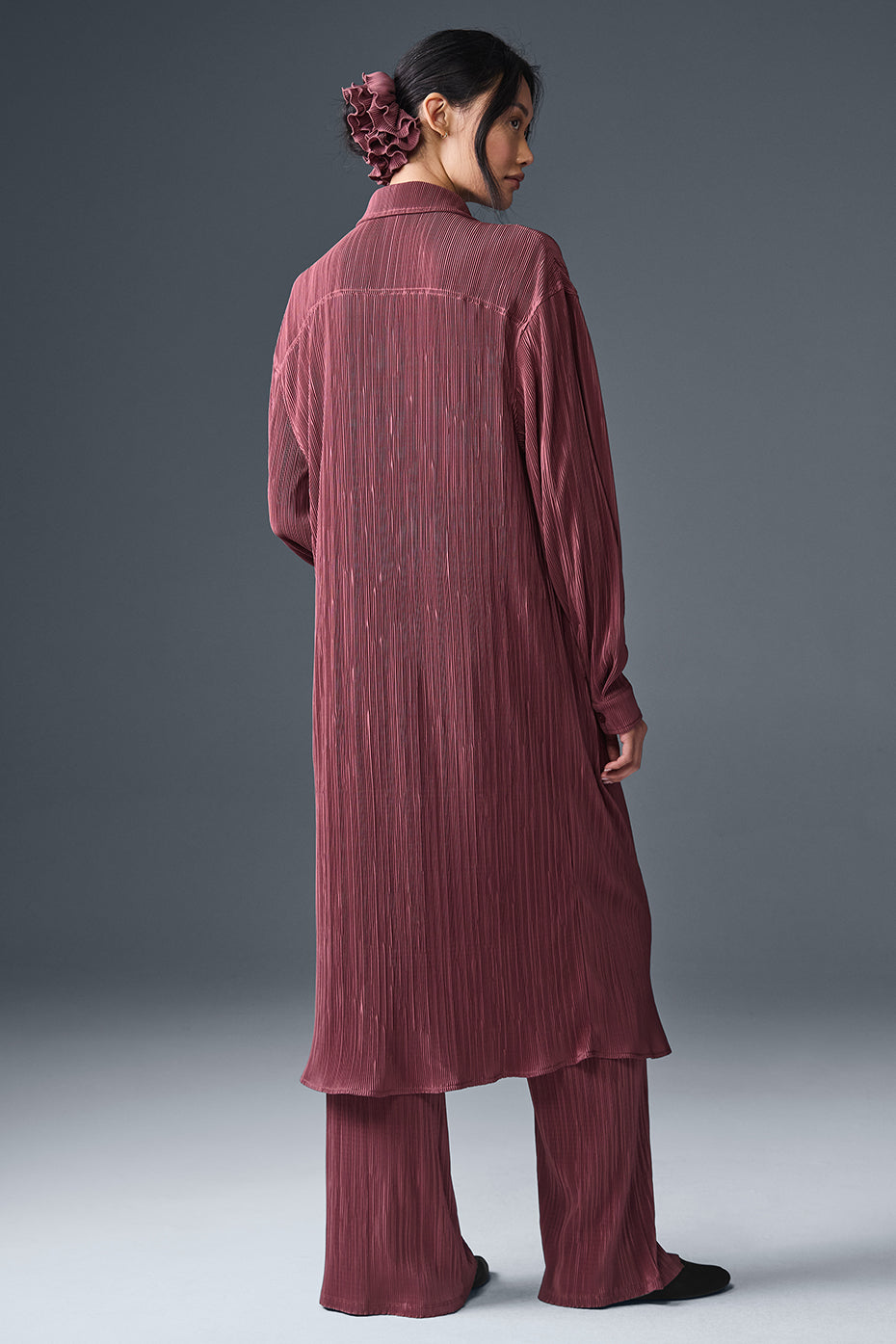 Micro Plisse Shirt Dress