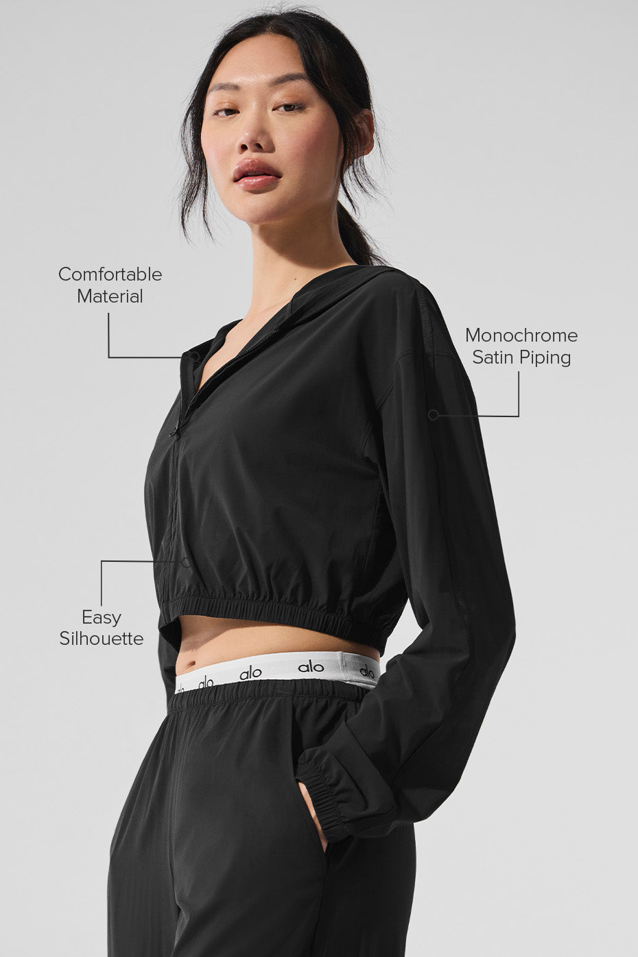 Cropped Breezy Full-Zip Hoodie