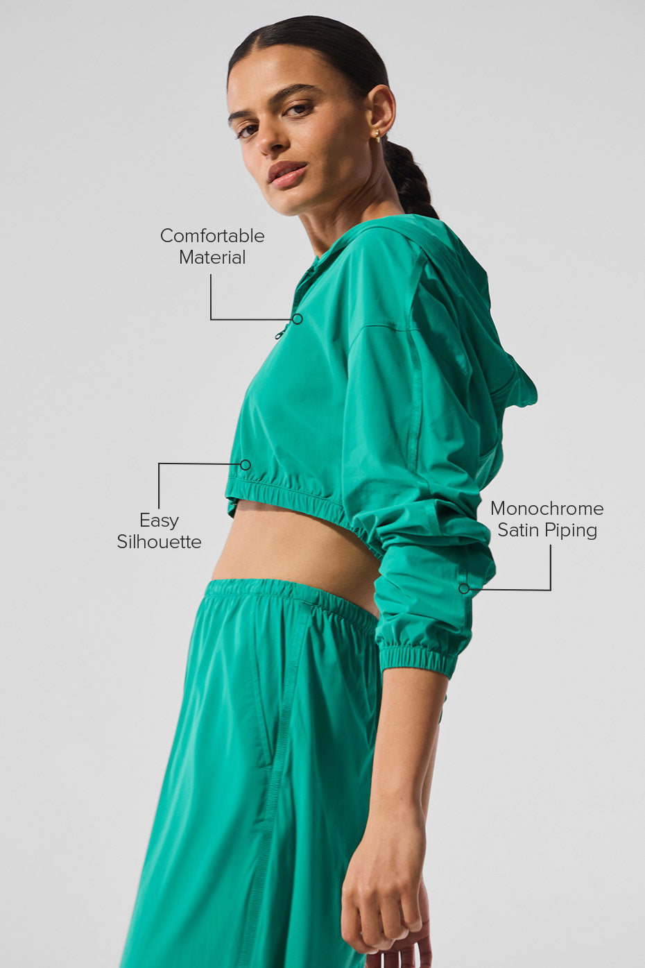 Cropped Breezy Full-Zip Hoodie