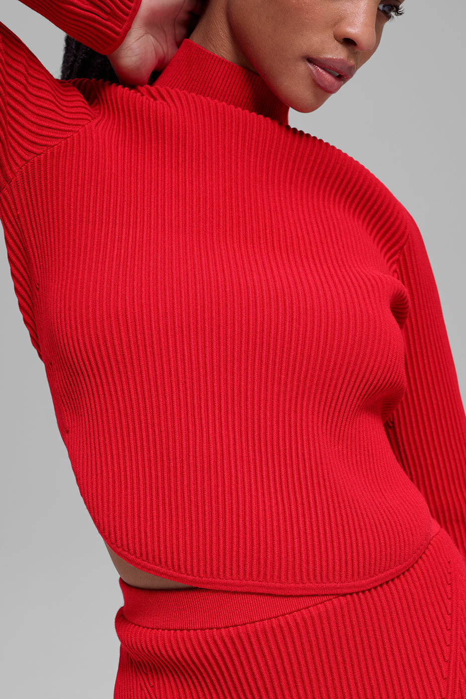 Denim Knit Backless Long Sleeve