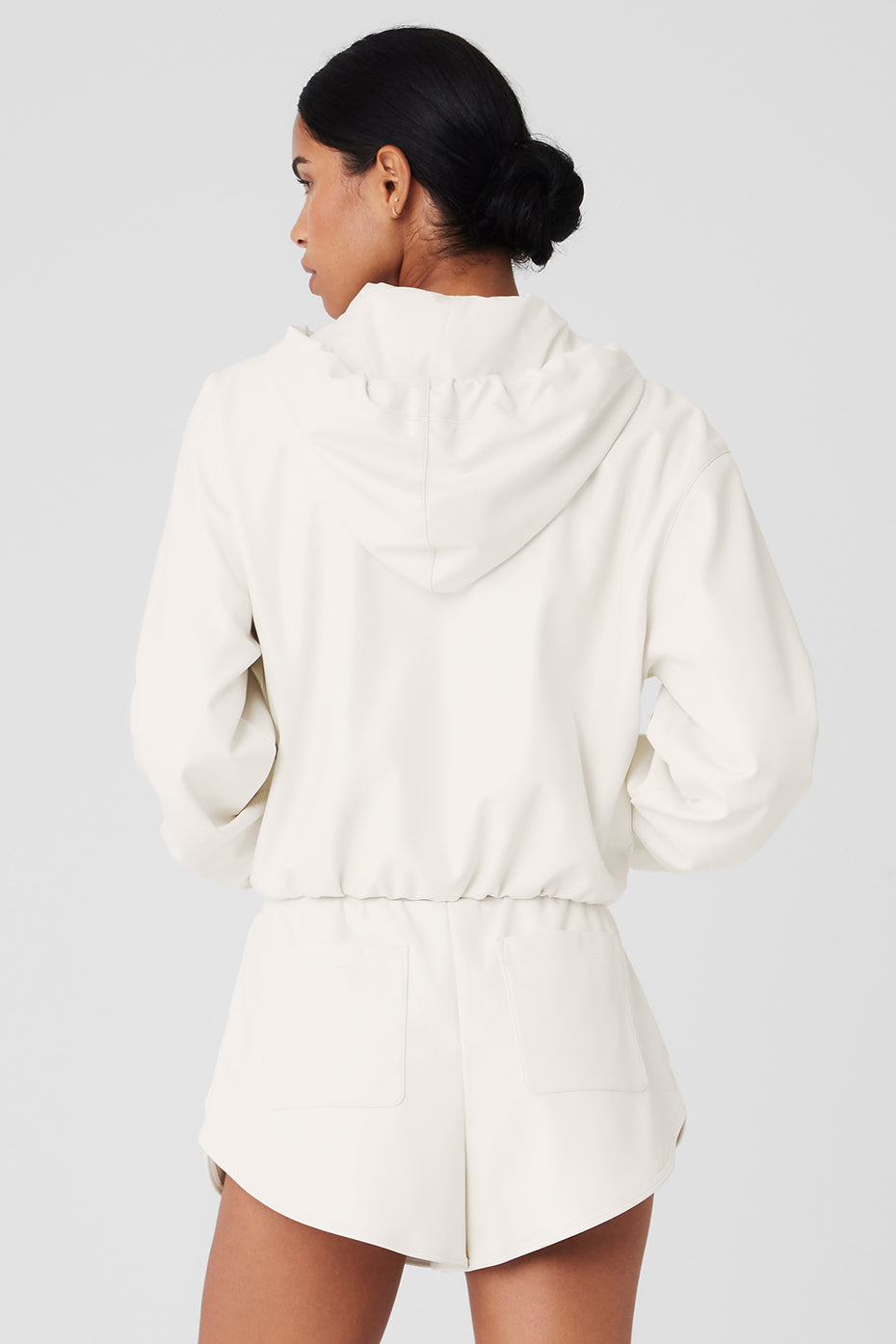 Faux Leather Power Hour Full Zip Cropped Jacket