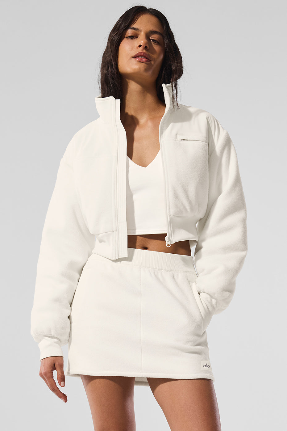 Polar Fleece Cropped Wintry Mix Jacket