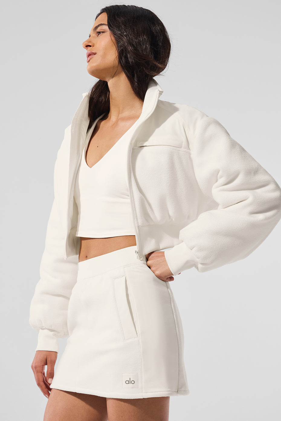 Polar Fleece Cropped Wintry Mix Jacket