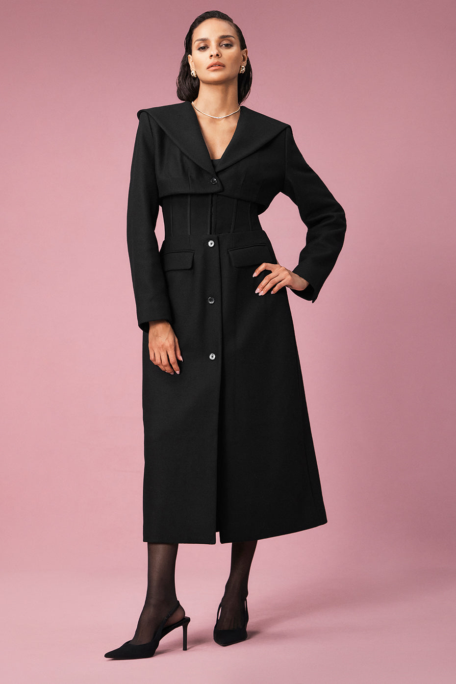 Winter Wool Vendome Long Corset Coat
