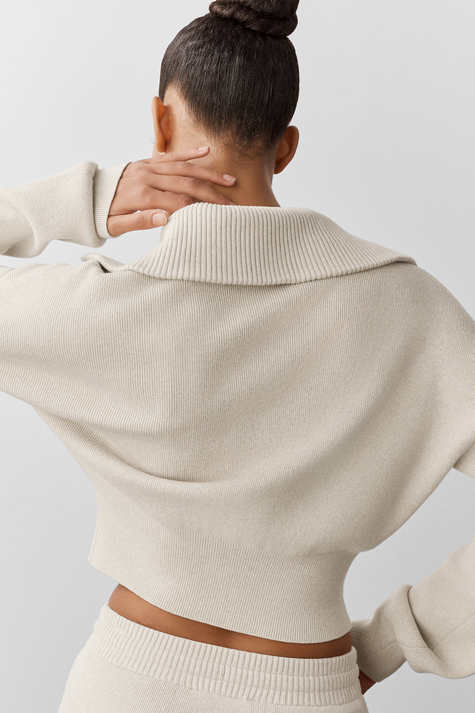 Scholar Knit Cropped Full Zip Jacket