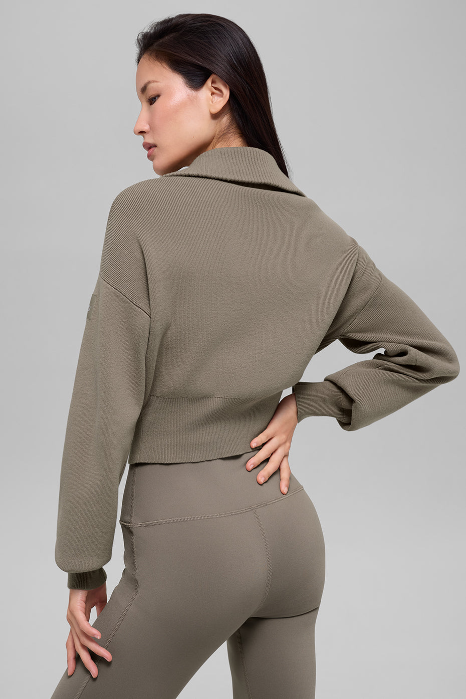 Scholar Knit Cropped Full Zip Jacket