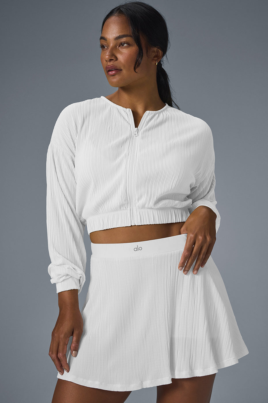 Cropped Micro Plisse Jacket