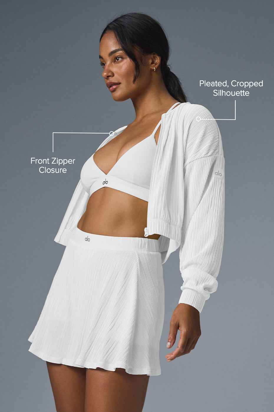 Cropped Micro Plisse Jacket