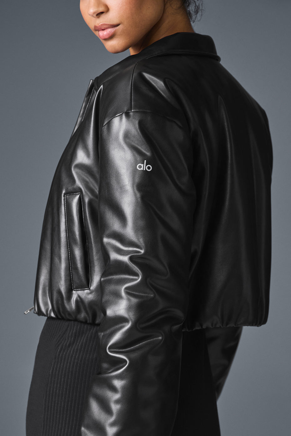 Faux Leather Cropped Premier Bomber