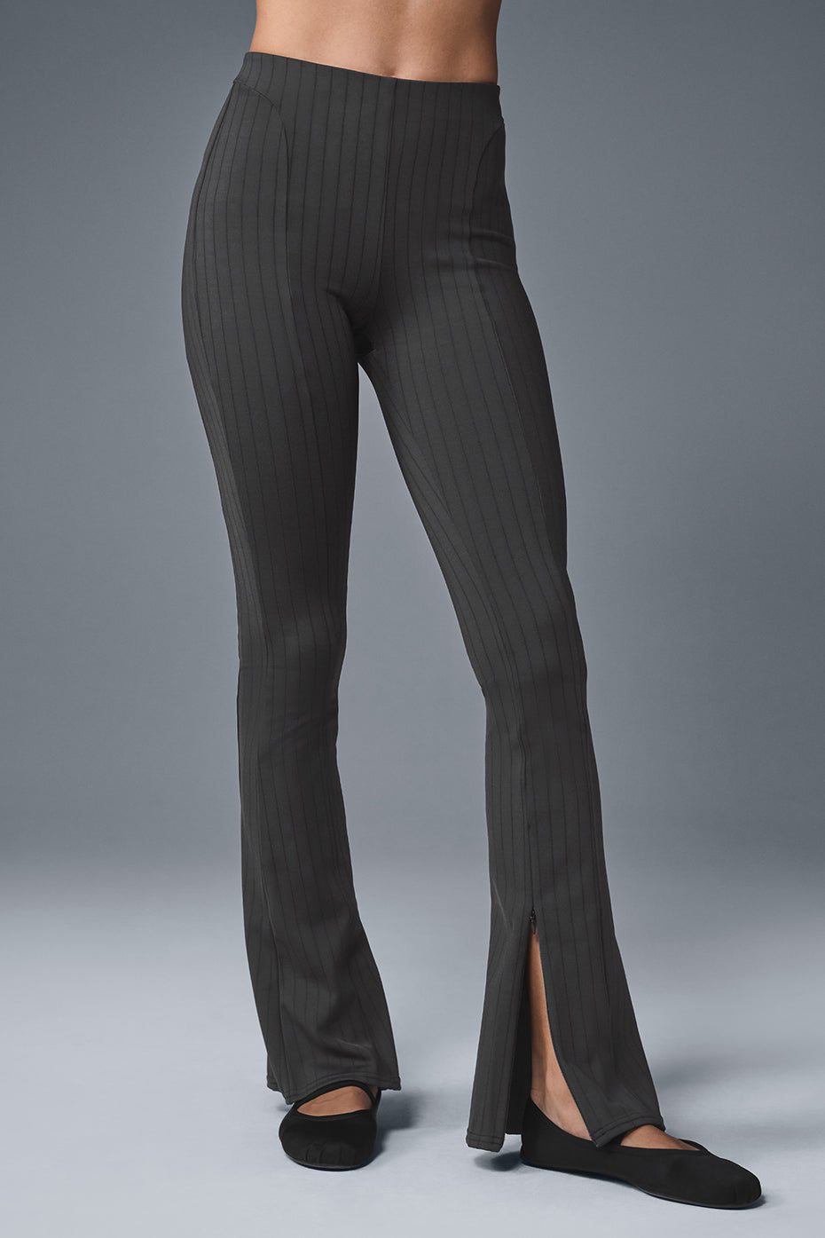 High-Waist Pinstripe Zip It Flare Legging