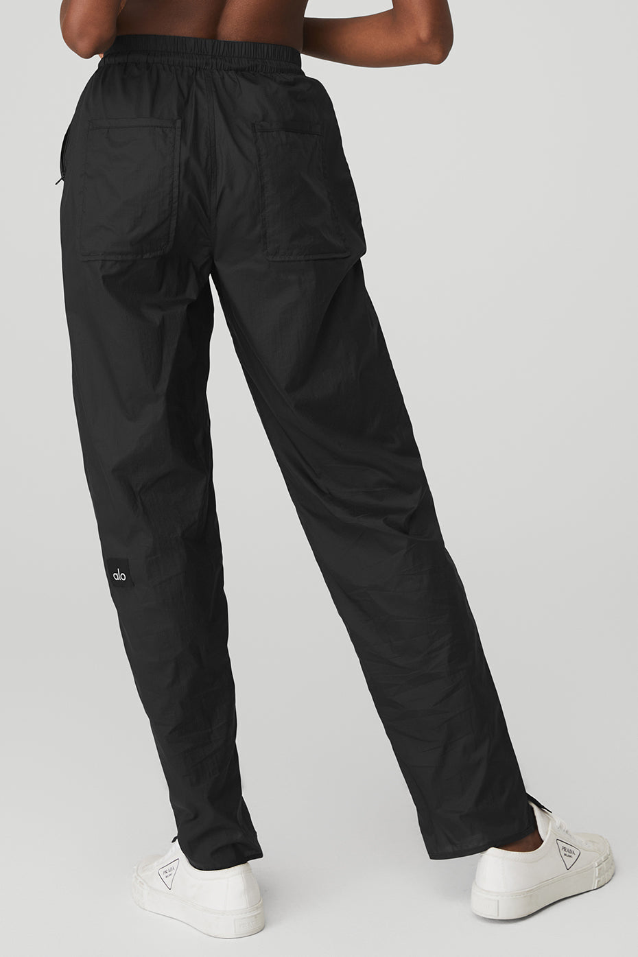 Black Cloud Nine Pant featuring a high waist, drawcord, and multiple pockets for a cool, trendy look.