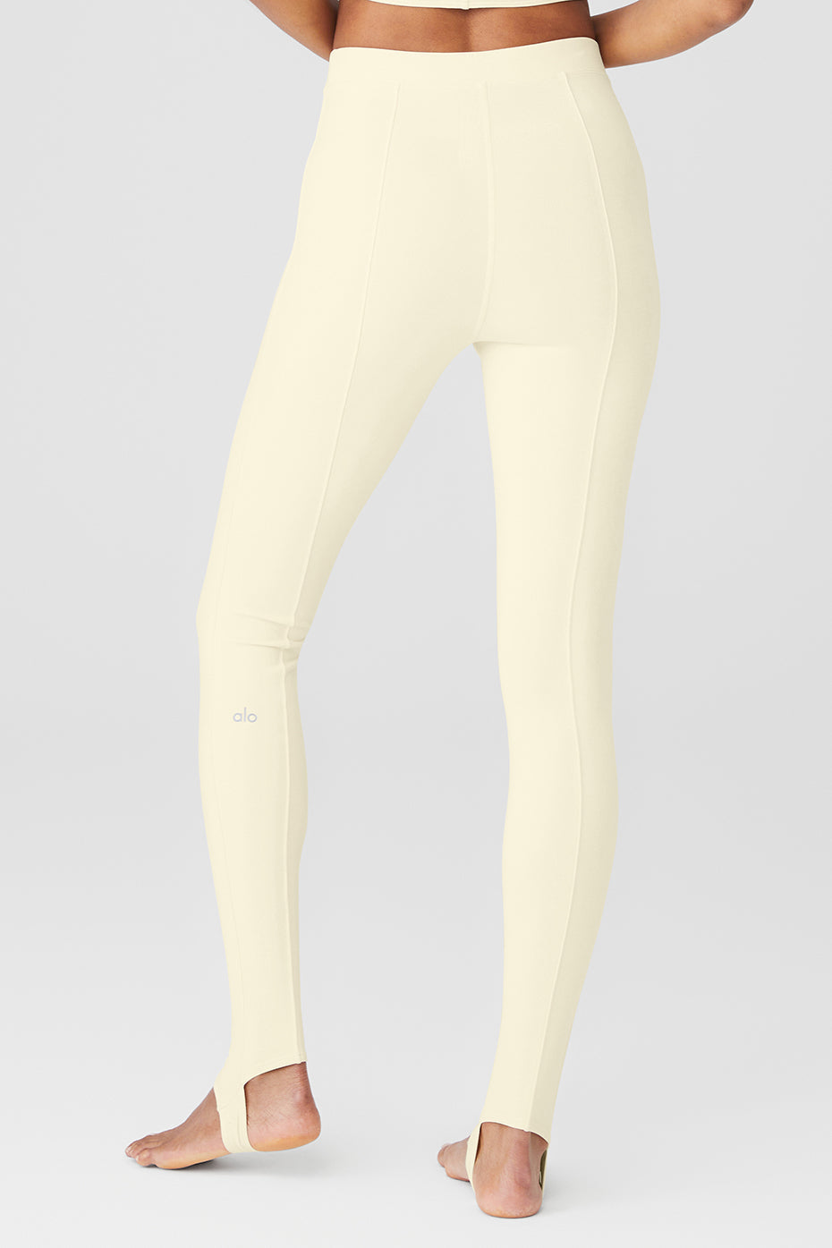Airbrush High-Waist Enso Legging in creamy color with elevated seam detailing, fitted for Pilates and optimal performance.