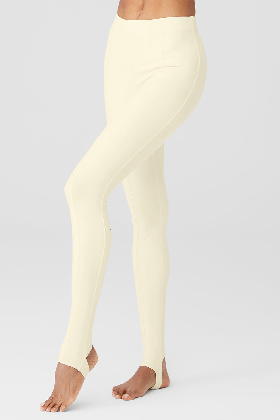Airbrush High-Waist Enso Legging in pale yellow, featuring a waist-cinching design and sleek seam detailing for comfort.