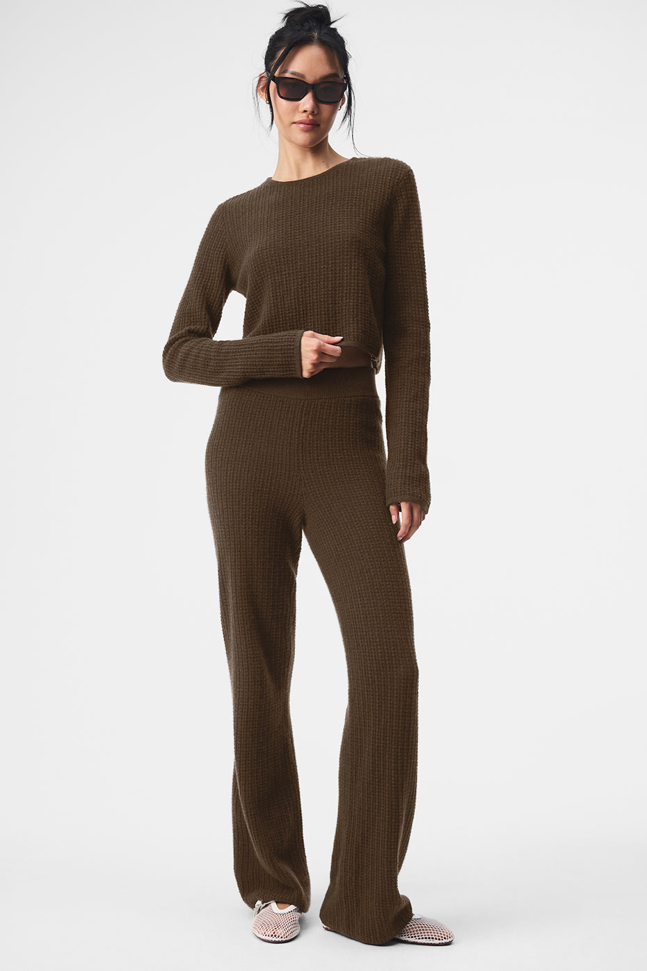 Cashmere High-Waist Plush Waffle Pant