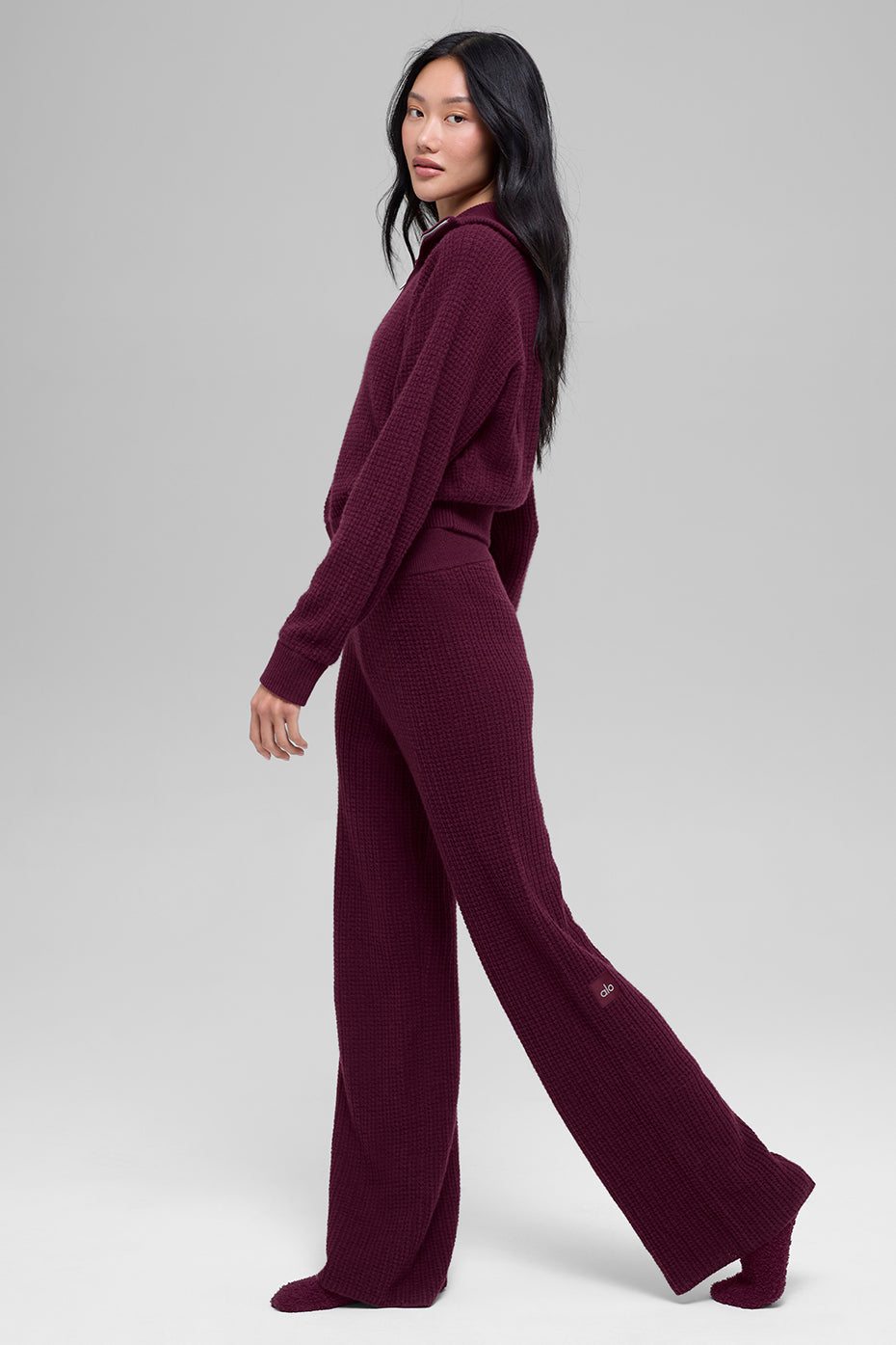 Cashmere High-Waist Plush Waffle Pant