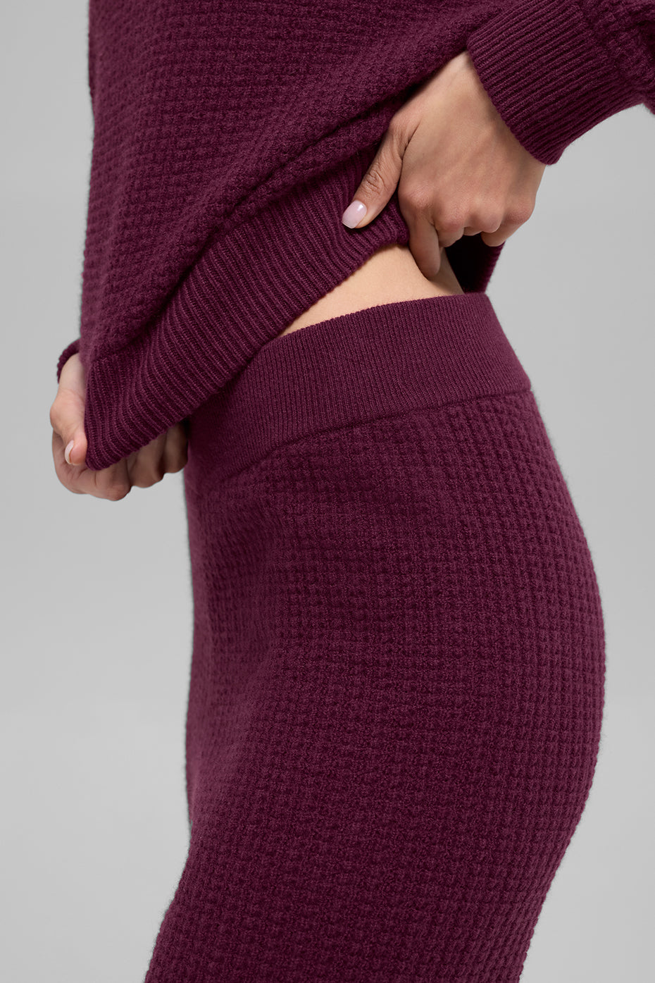 Cashmere High-Waist Plush Waffle Pant