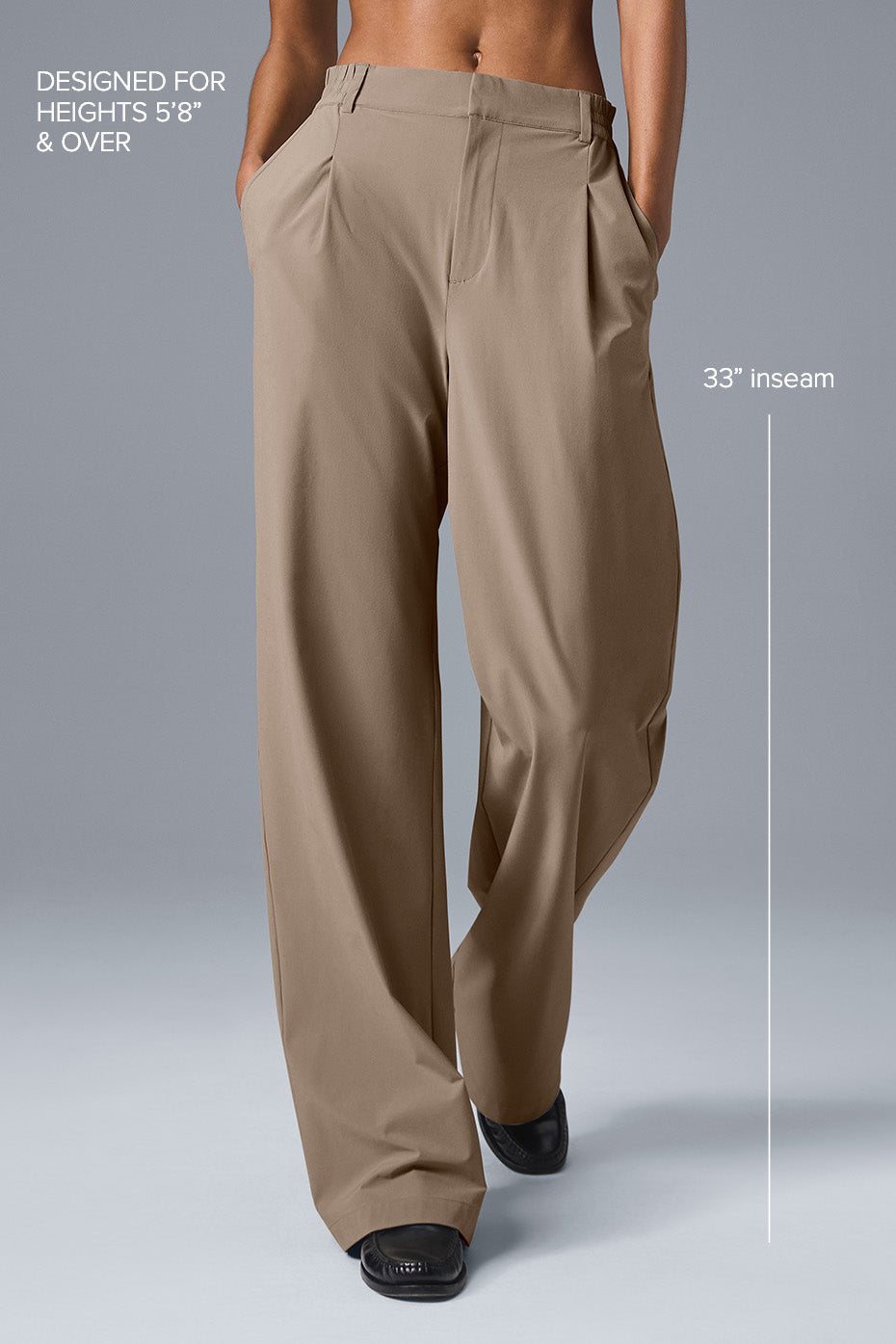 High-waist pursuit trouser in lightweight fabric designed for heights 5'8" and over with a 33" inseam.