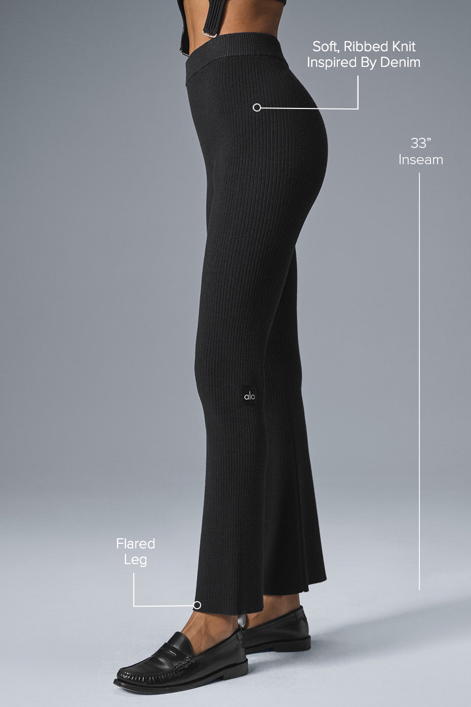 Denim Knit High-Waist Flare Pant