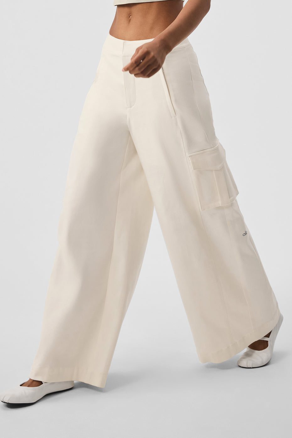 Show Off Cargo Wide Leg Trousers with exaggerated wide legs and cargo pockets in a lightweight cotton blend