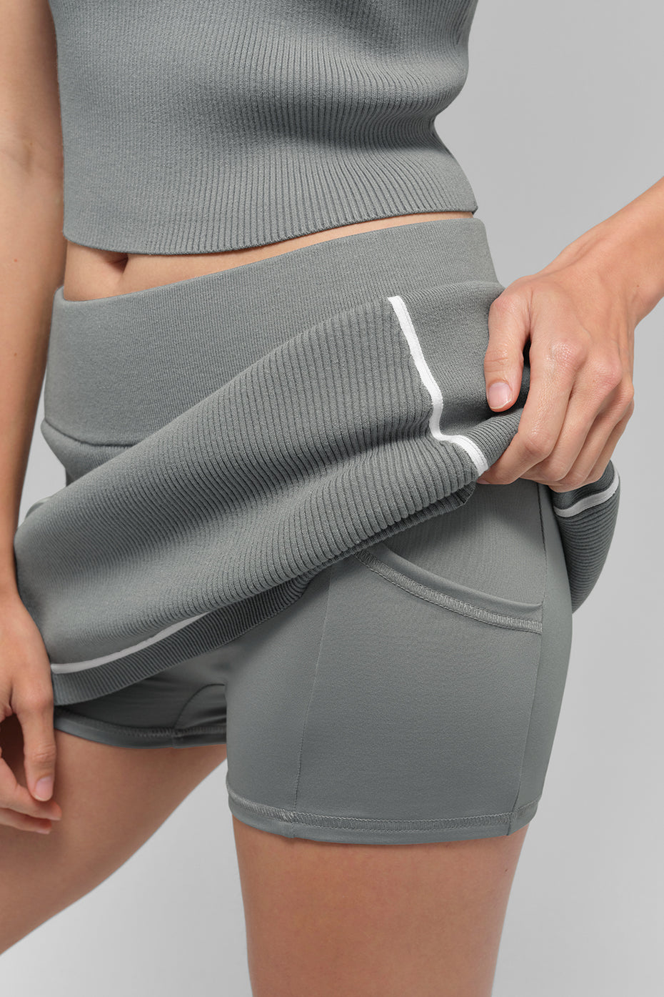 Ribbed Sweater Knit Highline Mini Skirt