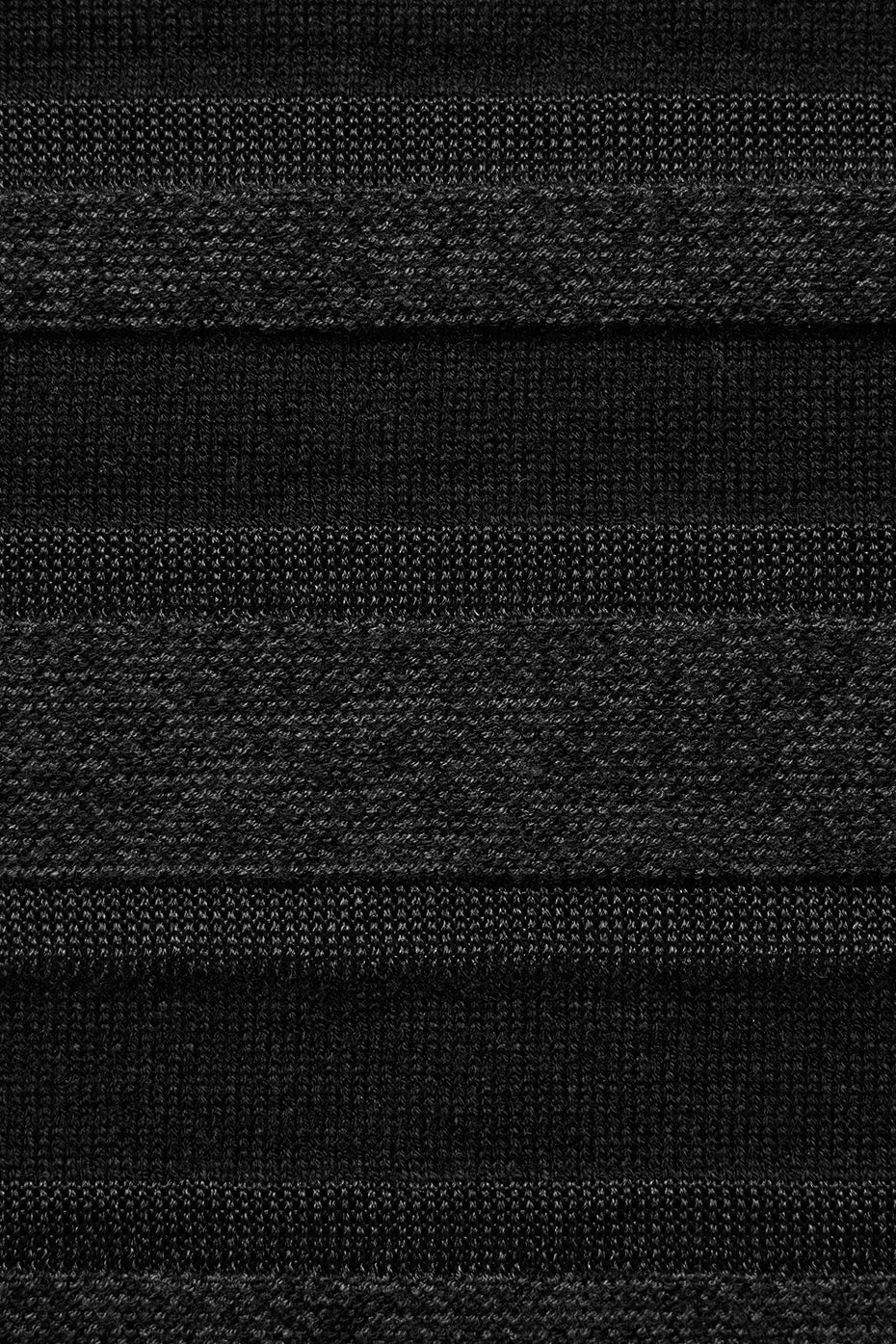 Close-up of soft, stretchy black knit fabric with faintly shimmery stripes, perfect for Sports Play Knit Bra.