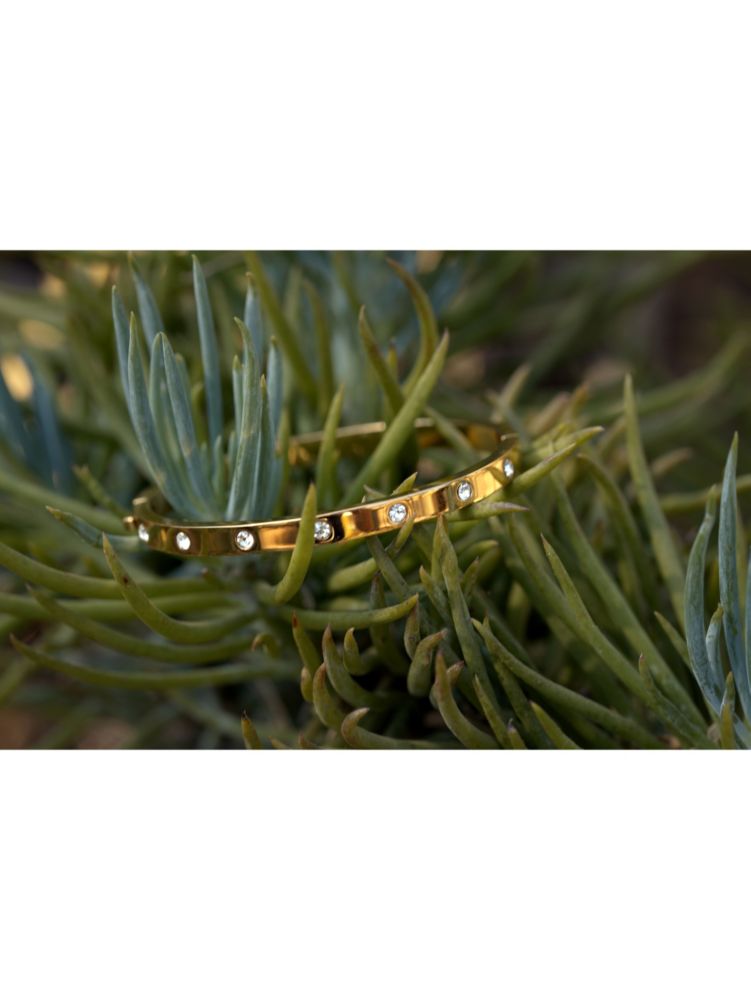 Set in Stone Hinged Gold Bangle