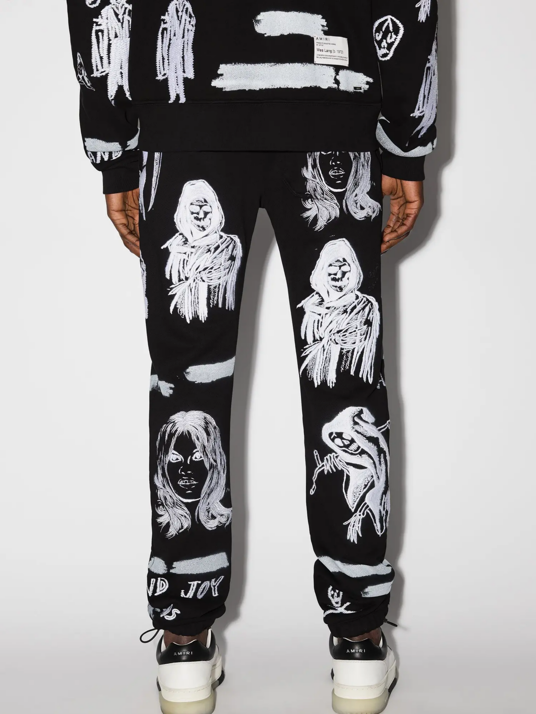 AMIRI X WES LANG EMBROIDERED SWEATPANTS BLACK