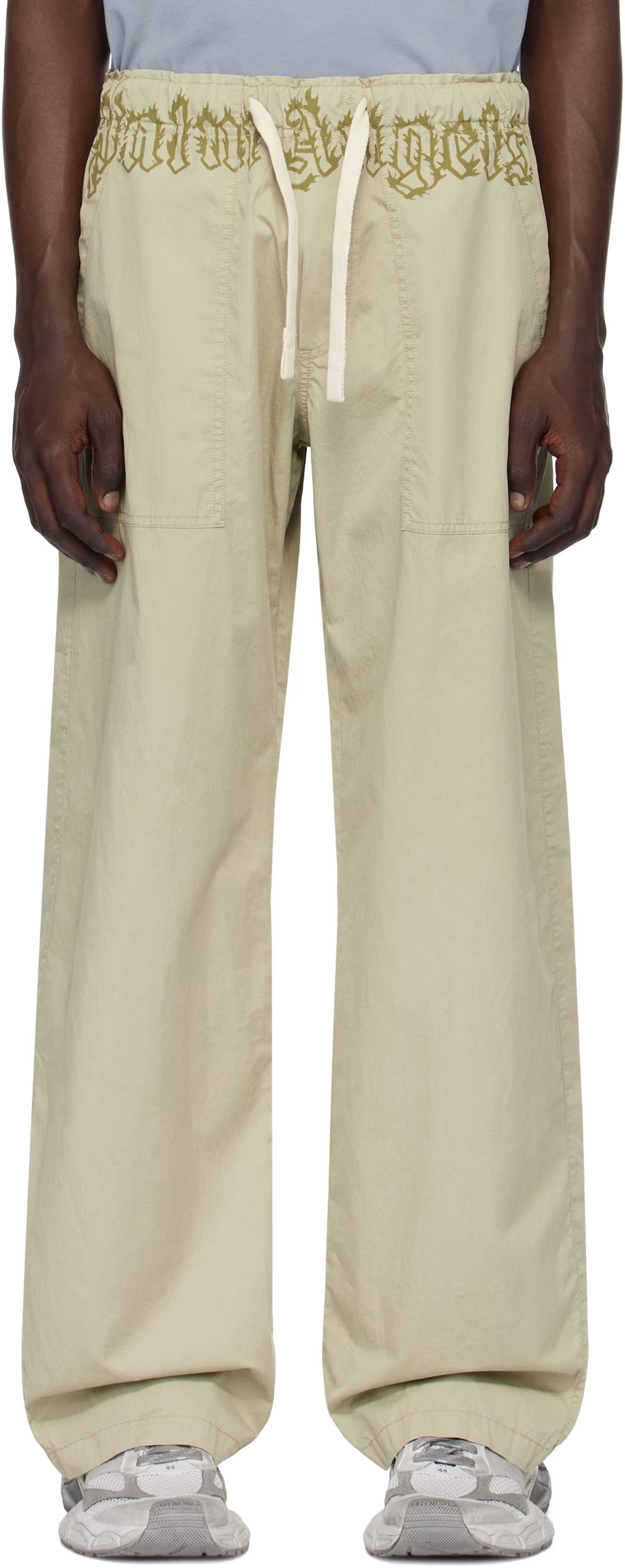 Khaki Waist Logo Loose Cargo Pants
