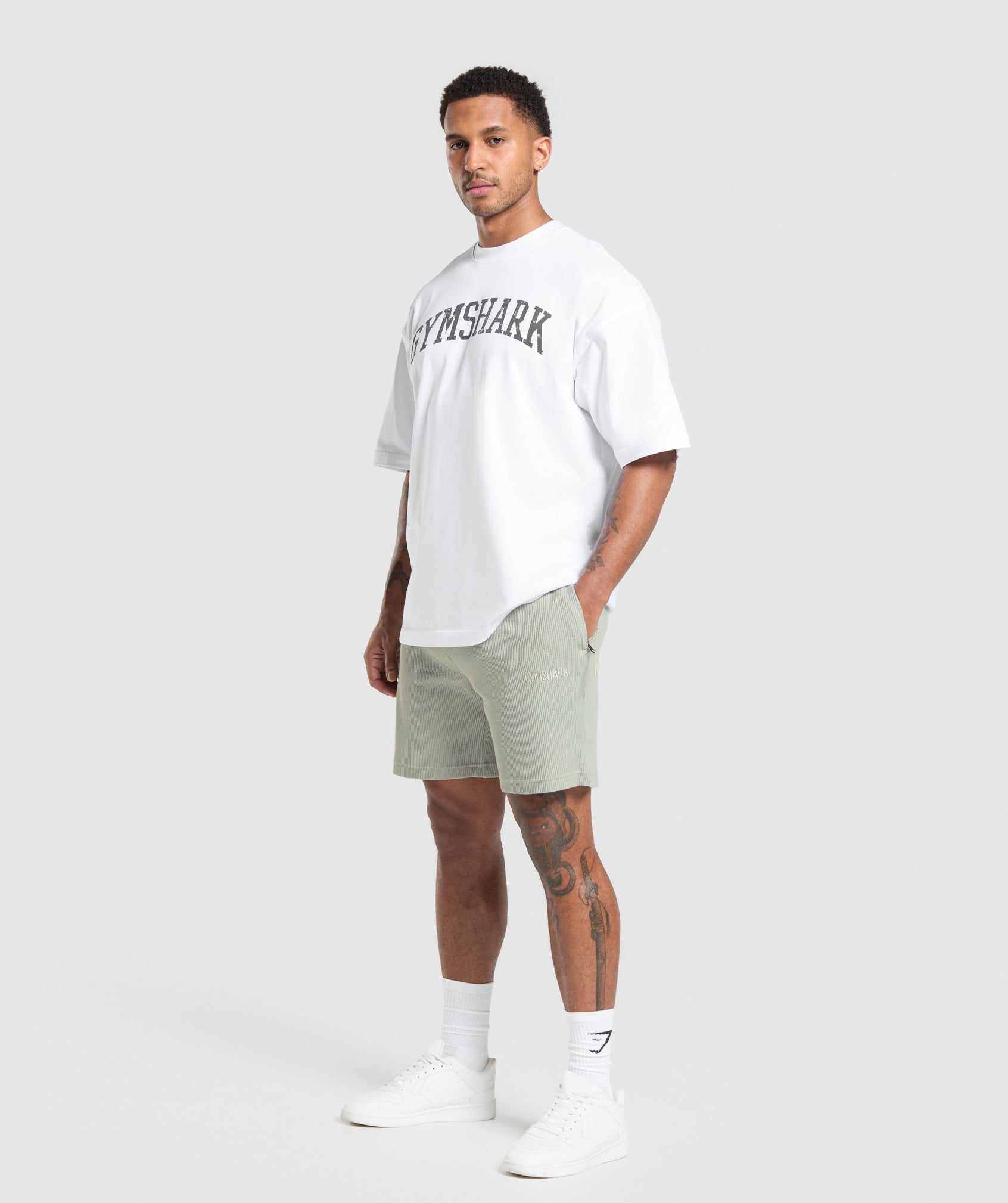 Gymshark Waffle Shorts - Stone Grey