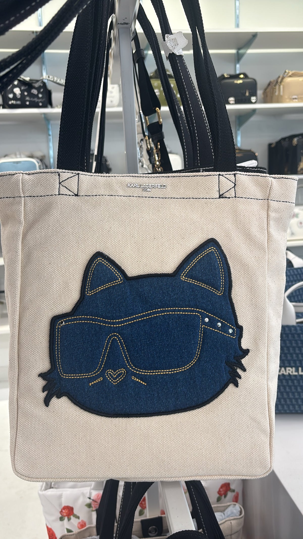 Karl Lagerfeld Paris Cannes Denim Choupette Canvas Tote