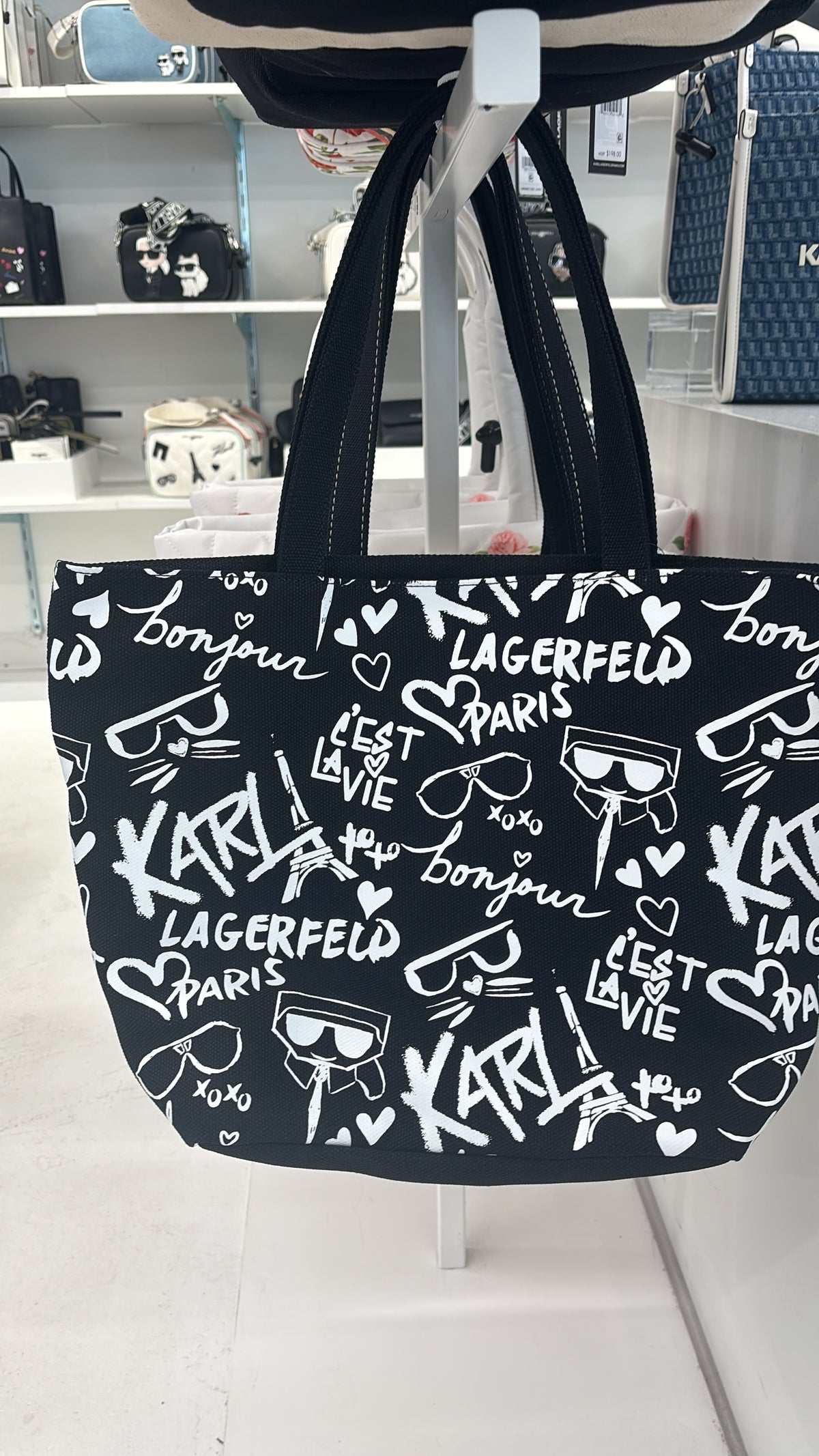 Karl Lagerfeld black-and-white graffiti-print canvas tote bag