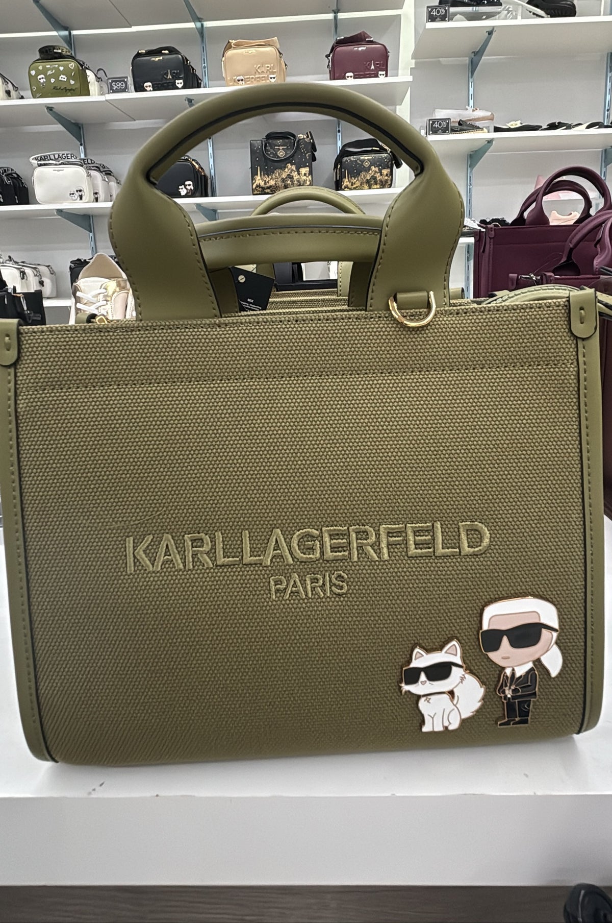 Karl Lagerfeld Paris Kristina Canvas Karl and Choupette Logo Small Tote