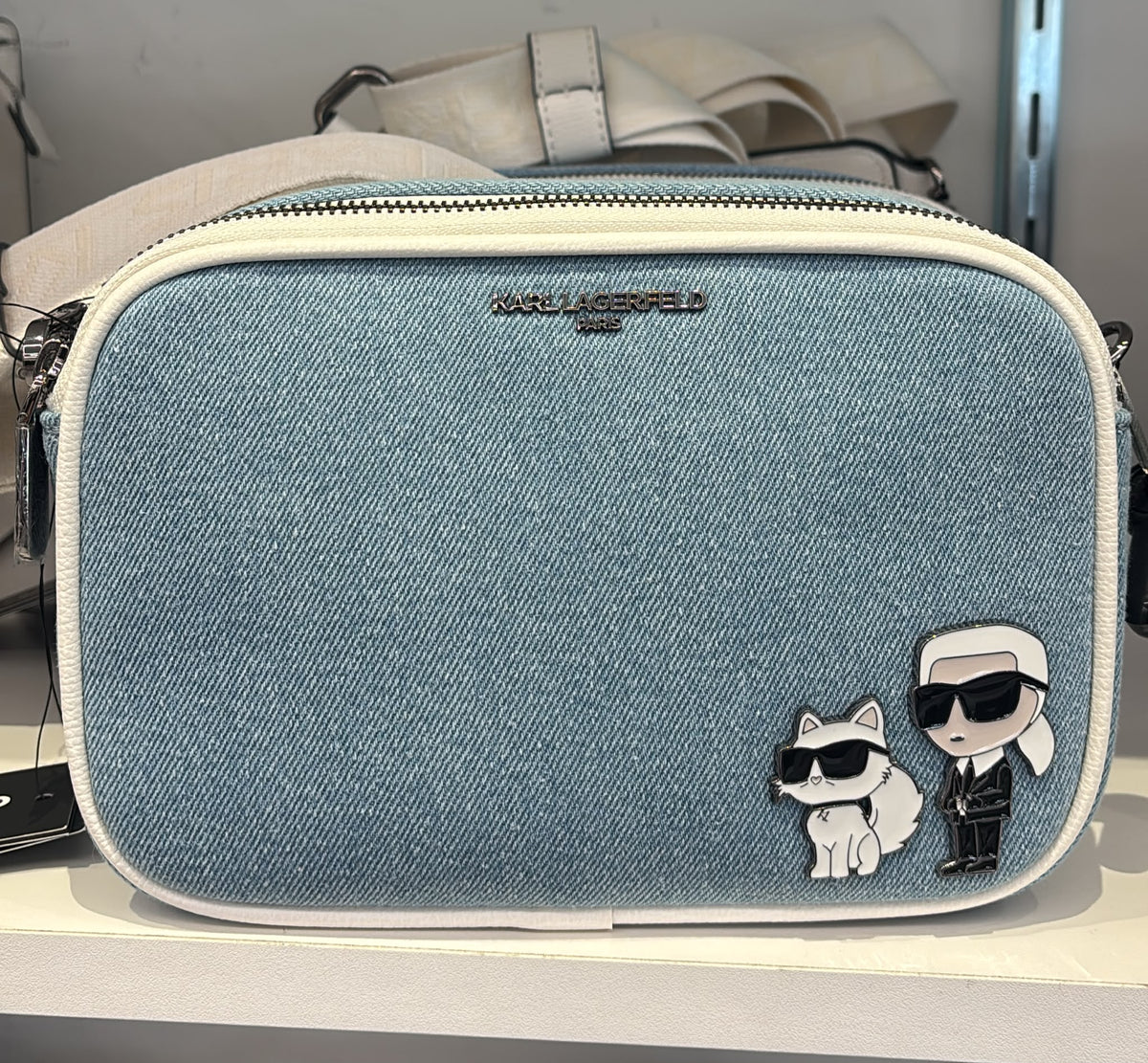 Karl Lagerfeld Paris Maybelle Denim Crossbody With Duo Pin