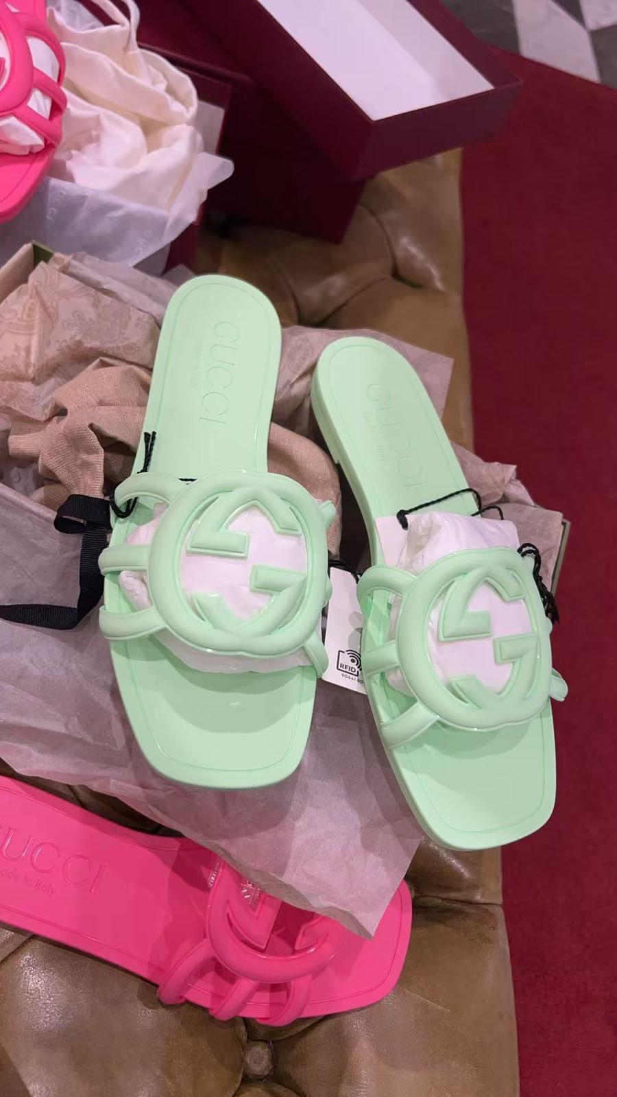 Gucci Mint Green GG Slippers