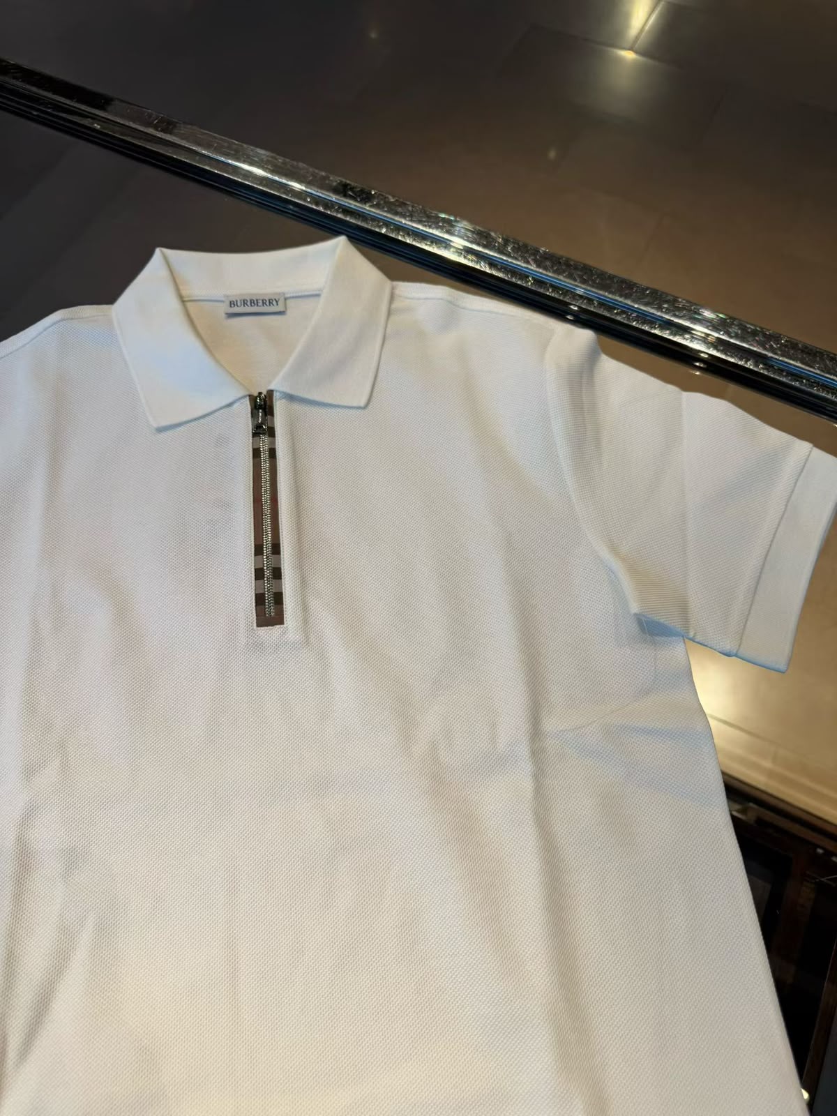 Burberry 'Hartford' Zip Check Polo Shirt