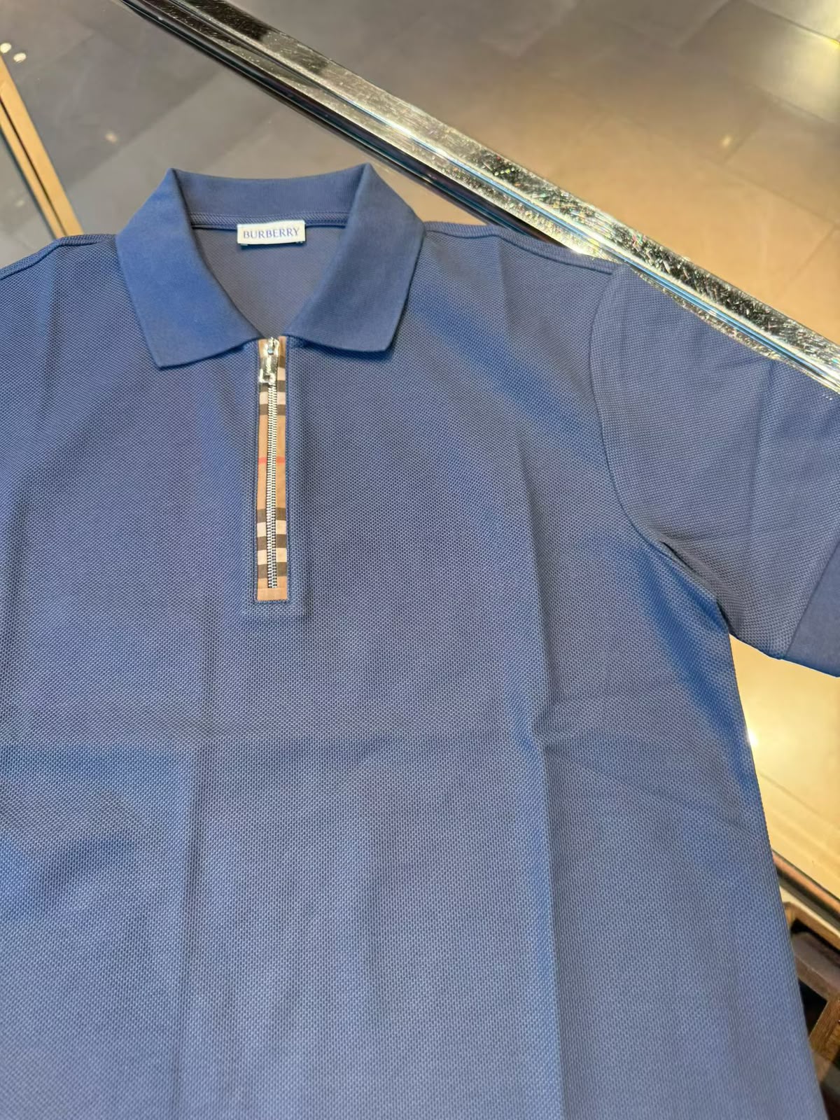 Burberry 'Hartford' Zip Check Polo Shirt