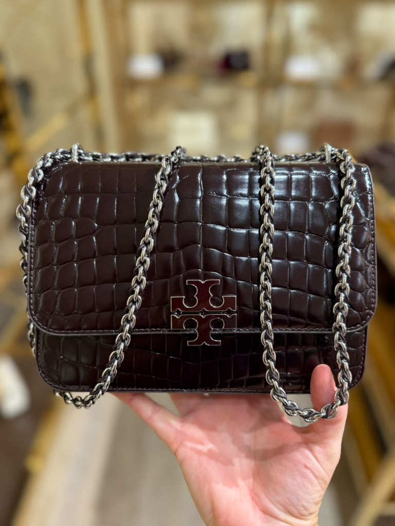 Tory Burch Small Eleanor Convertible Croc-Embossed Shoulder Bag