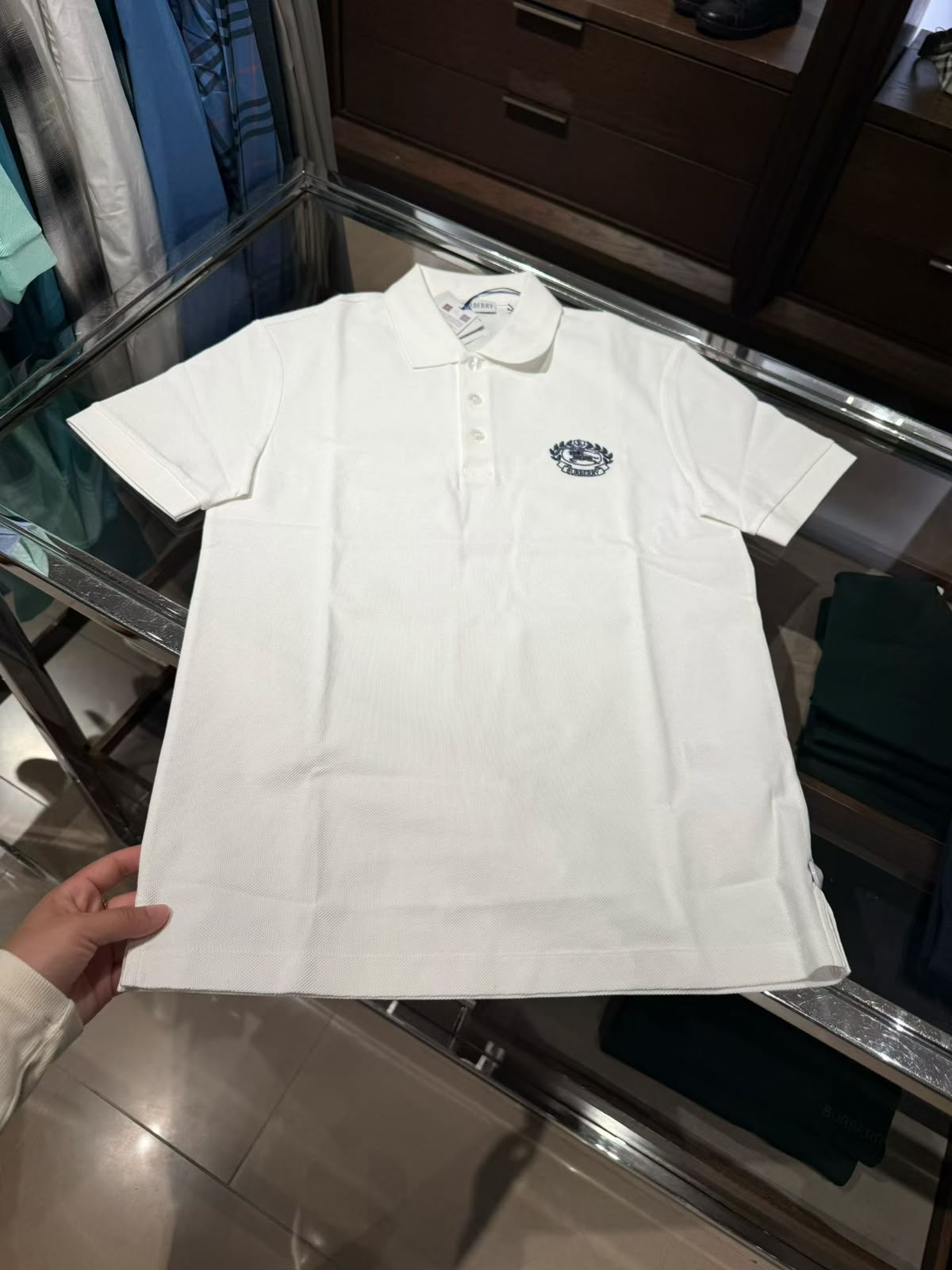 Burberry White cotton piqué polo shirt