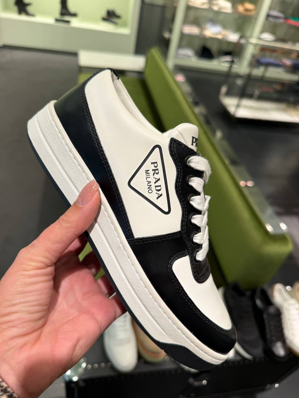 Prada Downtown Leather Sneakers