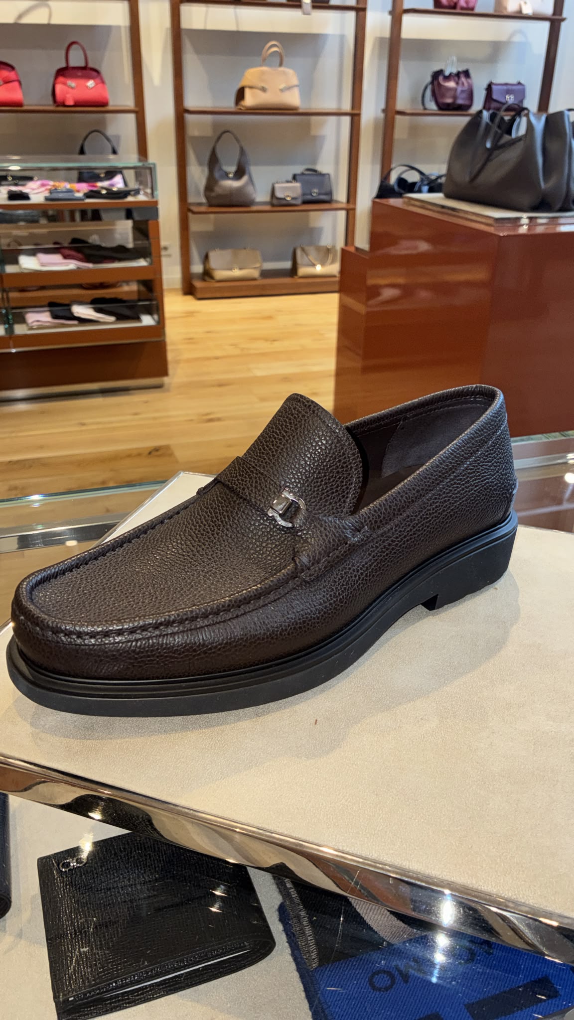 Ferragamo brown leather slip-on loafers