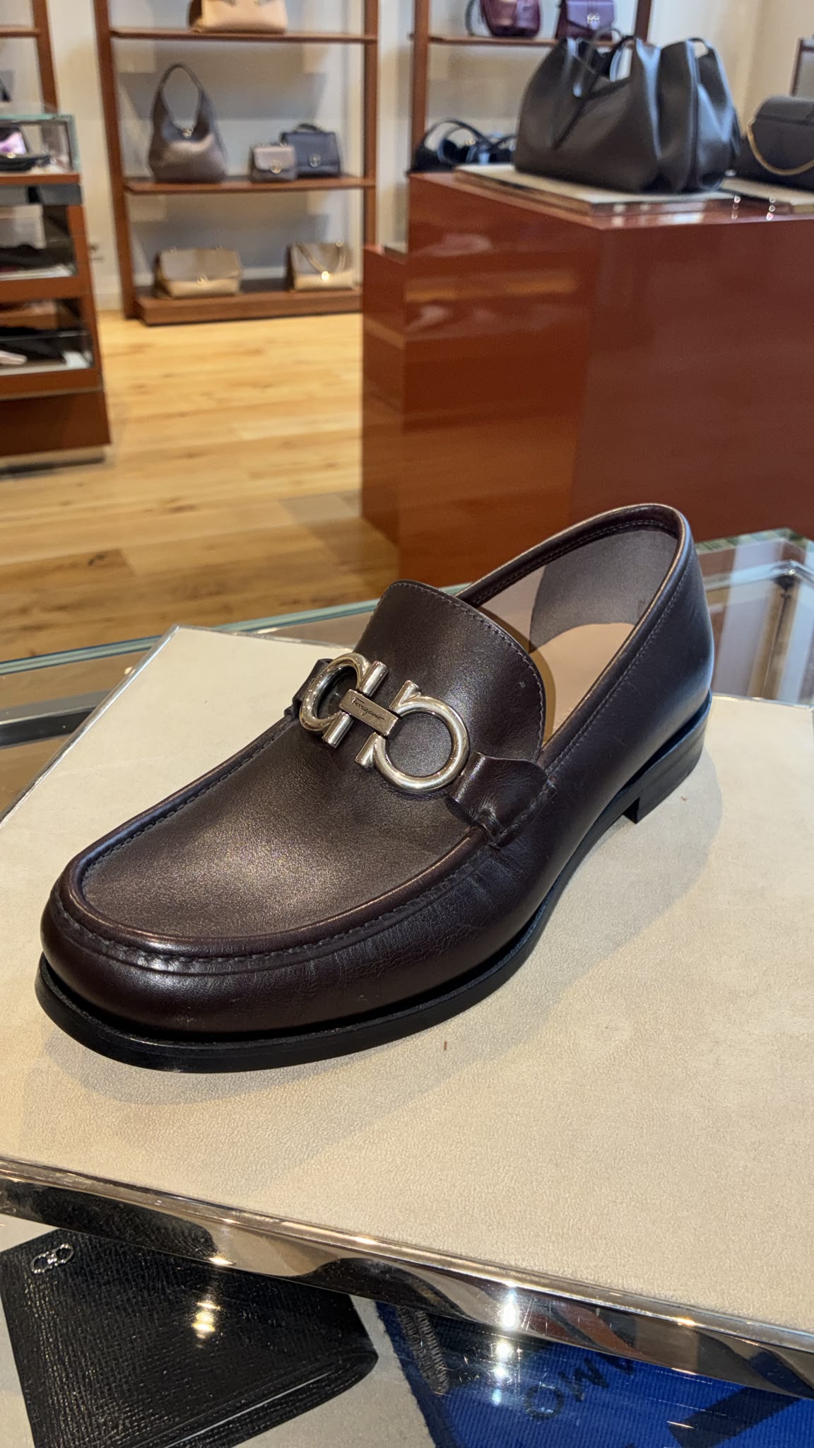 Ferragamo dark brown leather loafer