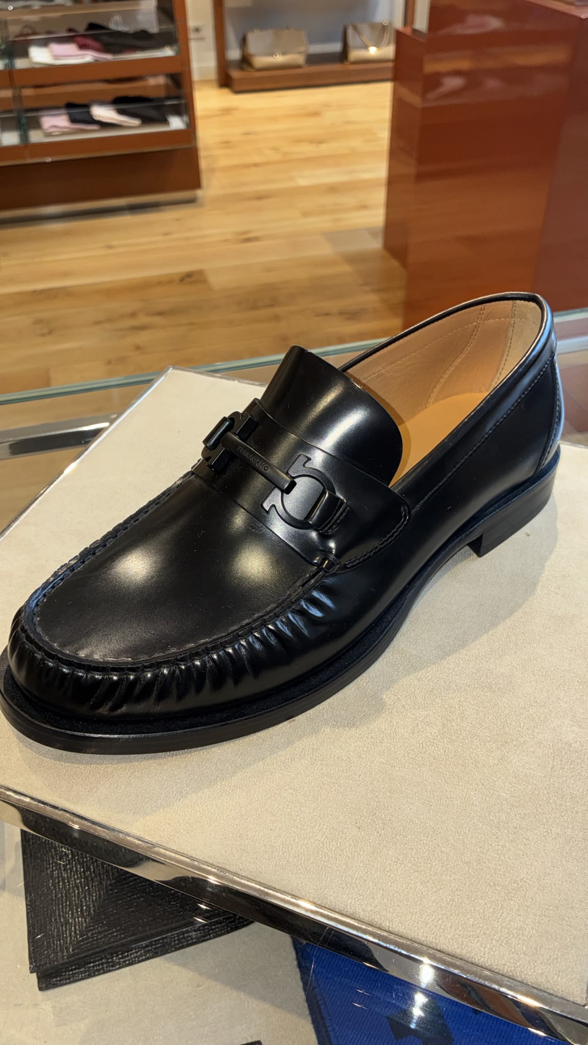 Ferragamo Gancini Plaque Leather Loafers