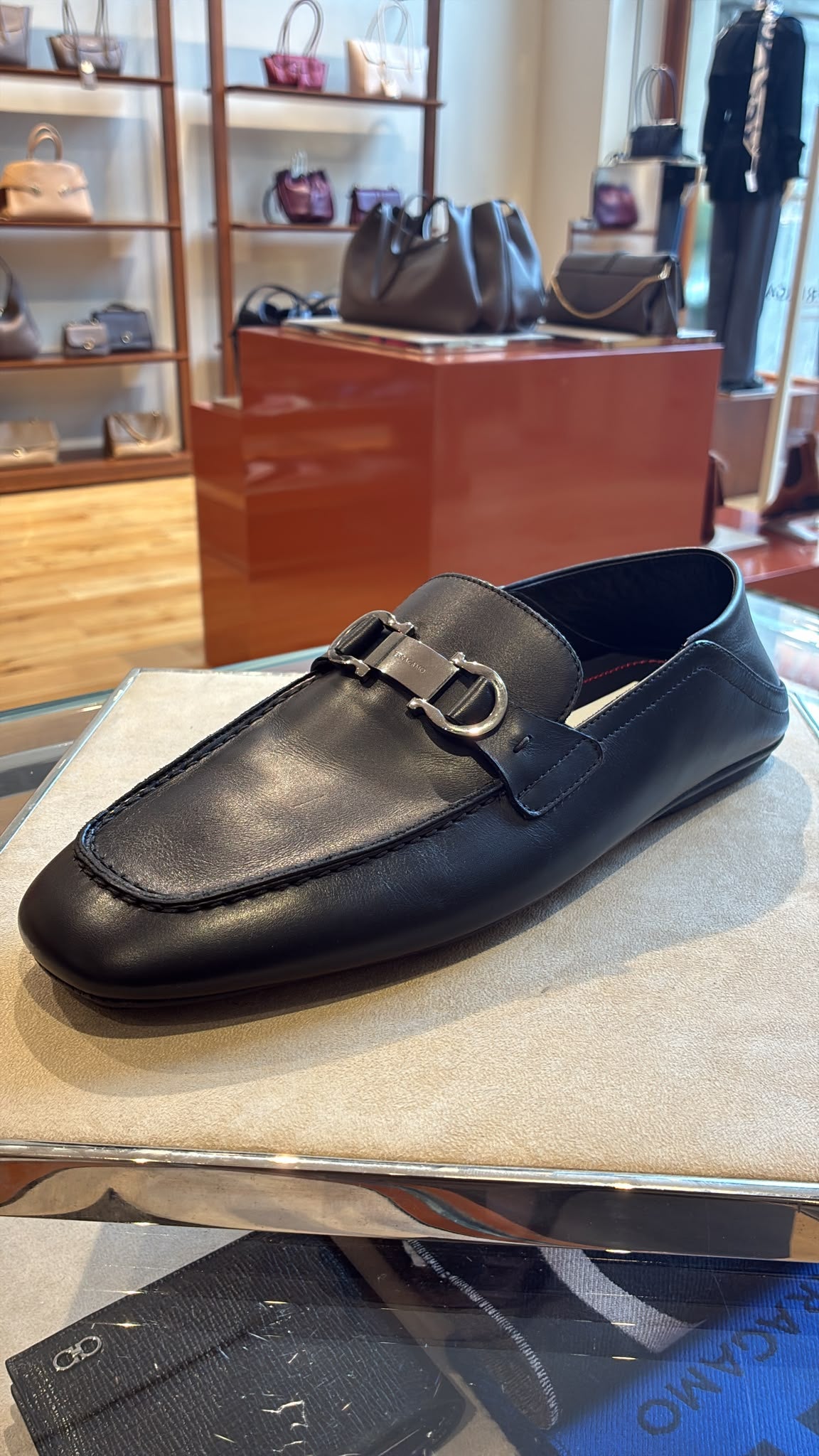 Ferragamo Gancini Ornament Hybrid Leather Driver Loafers
