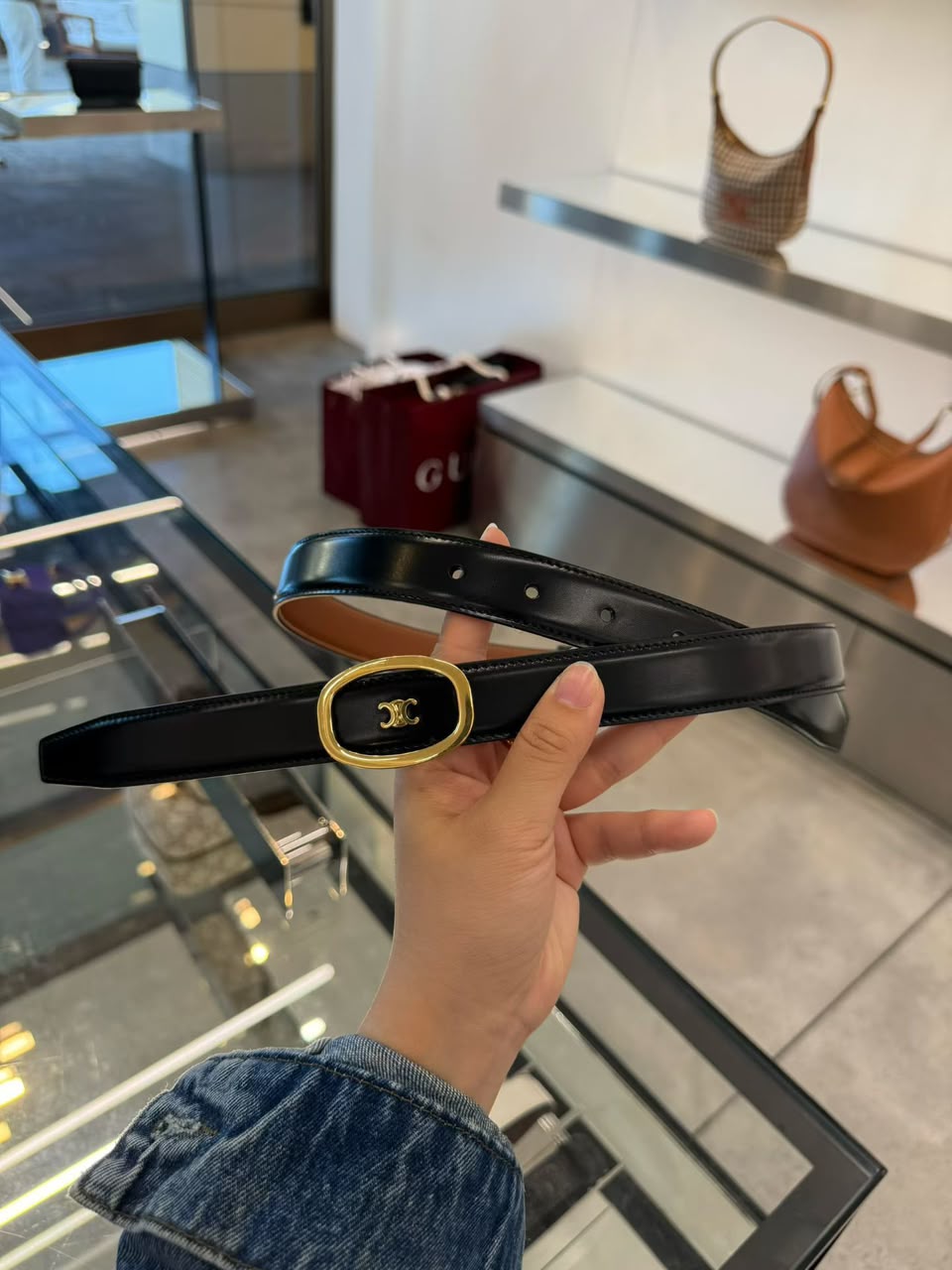 Céline reversible leather belt
