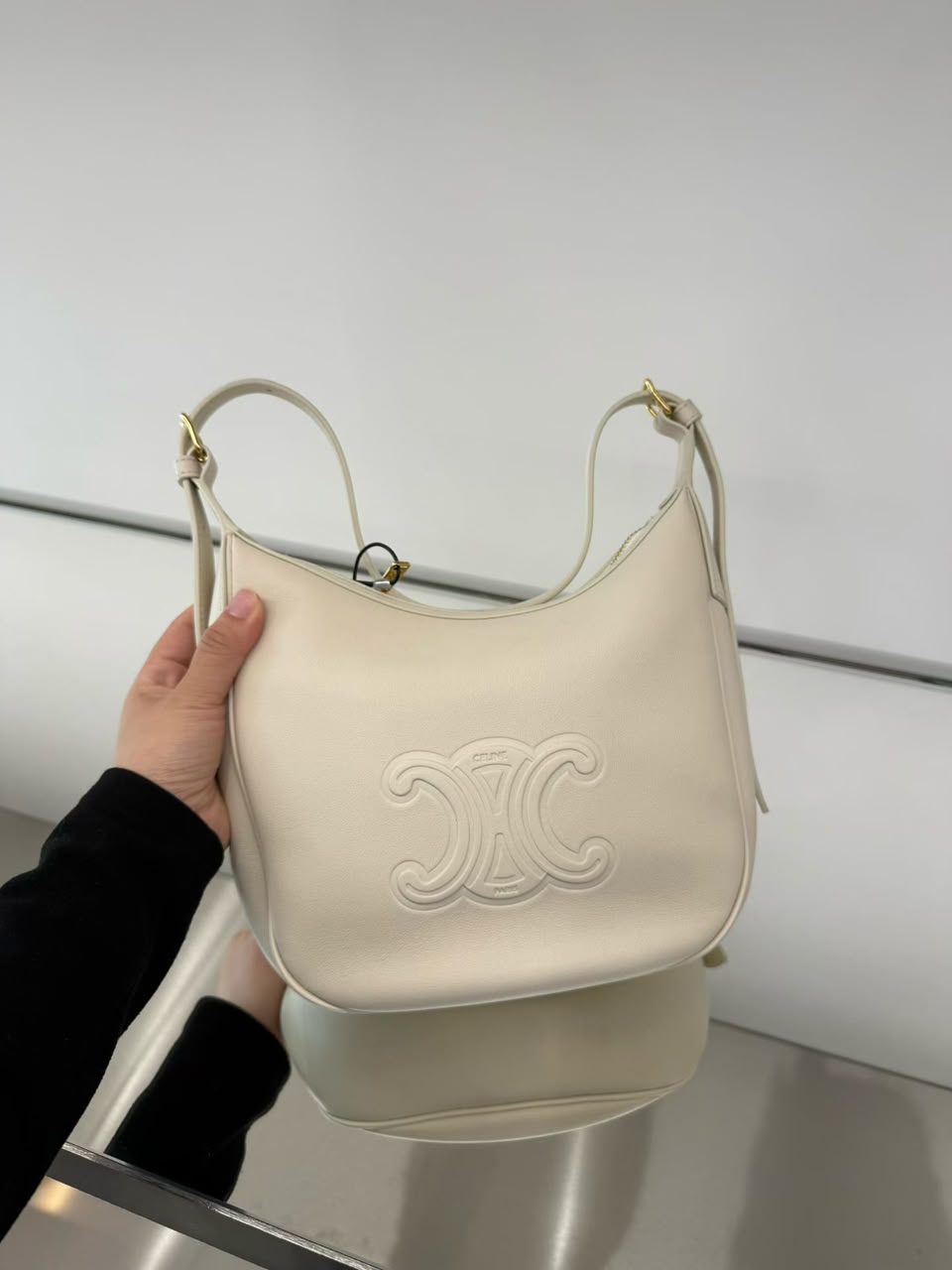 Celine Héloise Bag in Supple Grained Calfskin with Cuir Triomphe